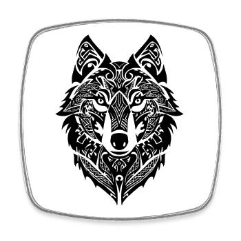 Tatouage tribal loup nordique - Magnet carré - blanc - Devant
