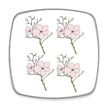 Wild roses - Square fridge magnet - white - Front