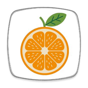 Saftige Orange Minimalistische Zitrusfrucht Grafik - Viereckiger Kühlschrankmagnet - Weiß - Vorne