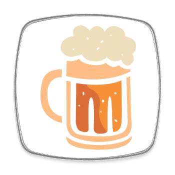Bierkrug mit Schaum – Lustiges Cartoon-Design - Viereckiger Kühlschrankmagnet - Weiß - Vorne