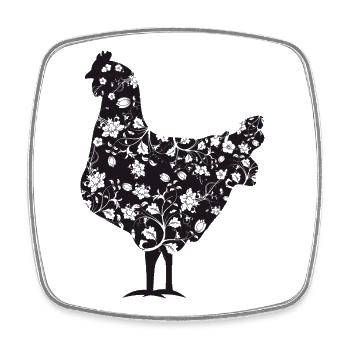 Chicken with floral pattern - Square fridge magnet - white - Front