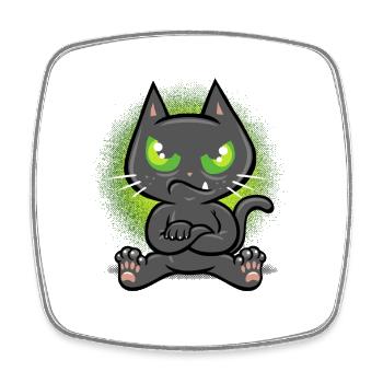 Störrische Katze - Viereckiger Kühlschrankmagnet - Weiß - Vorne