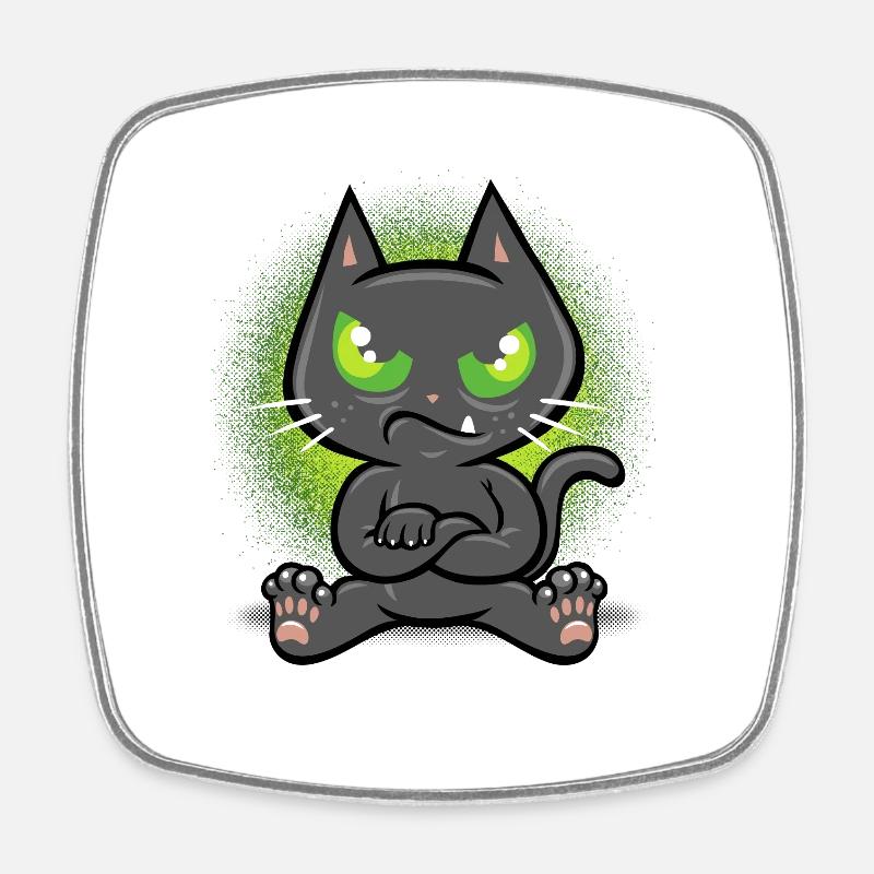 Chat têtu - Magnet carré - blanc