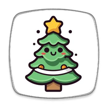 Illustration de sapin de Noël kawaii - Magnet carré - blanc - Devant