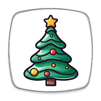 Illustration d’arbre de Noël festif - Magnet carré - blanc - Devant