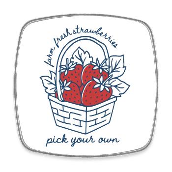 Strawberry Basket with Personalised Message - Square fridge magnet - white - Front