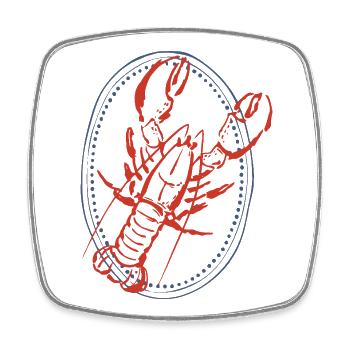 Vintage Roter Hummer Illustration auf Marineblau - Viereckiger Kühlschrankmagnet - Weiß - Vorne
