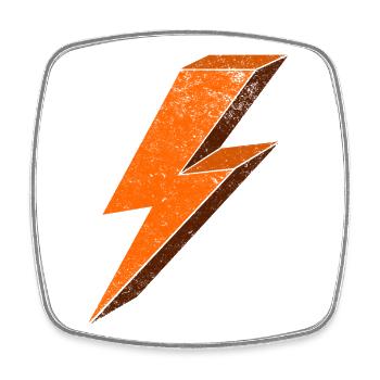 Energetic lightning effect in orange 3D - Square fridge magnet - white - Front
