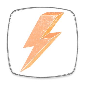 Blitzsymbol in warmem Orange 3D - Viereckiger Kühlschrankmagnet - Weiß - Vorne