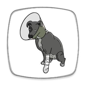 Entzückender verletzter Hund mit Verband und Kegel - Viereckiger Kühlschrankmagnet - Weiß - Vorne