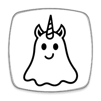 Unicorn Ghost - Viereckiger Kühlschrankmagnet - Weiß - Vorne