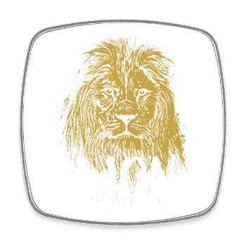 Modern calligraphy lion illustration - Square fridge magnet - white - Front