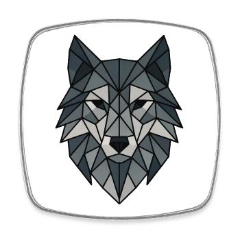 Geometric Wolf Portrait for Apparel - Square fridge magnet - white - Front