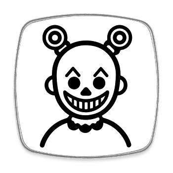Clown Bande dessinée - Magnet carré - blanc - Devant