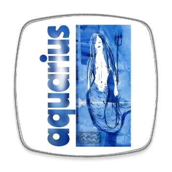 Zodiac sign Aquarius - Square fridge magnet - white - Front