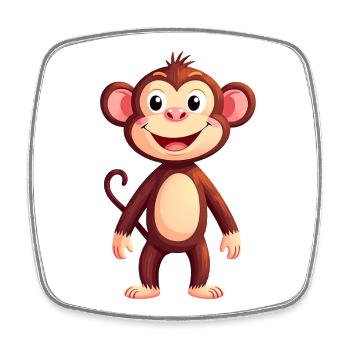 Affe Schimpanse süß Illustration Zootier lustig - Viereckiger Kühlschrankmagnet - Weiß - Vorne