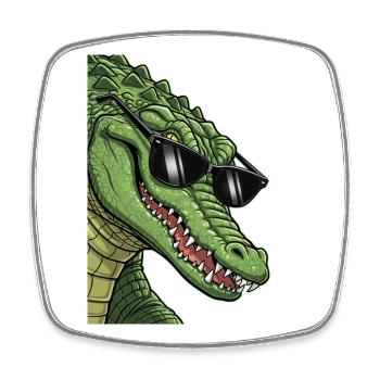 Crocodile décontracté avec lunettes de soleil - Magnet carré - blanc - Devant