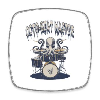 Oktopus Beat Meister Drummer - Viereckiger Kühlschrankmagnet - Weiß - Vorne