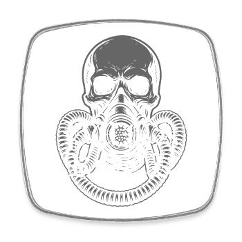 Crâne sombre avec masque à gaz et logo punkrock - Magnet carré - blanc - Devant