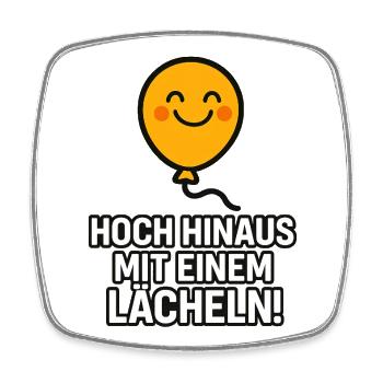 Hoch_hinaus_mit_ein_Lacheln - Viereckiger Kühlschrankmagnet - Weiß - Vorne