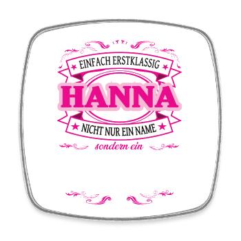 Qualitätsmerkmal Hannah einfach Erstklassig - Viereckiger Kühlschrankmagnet - Weiß - Vorne