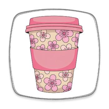 Cherry Blossom Coffee Cup - Square fridge magnet - white - Front