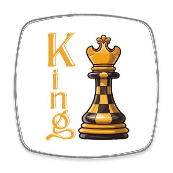 Schachkönig Eleganz - Viereckiger Kühlschrankmagnet - Weiß - Vorne