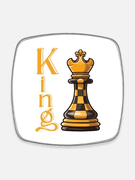 Chess King Elegance - Square fridge magnet - white