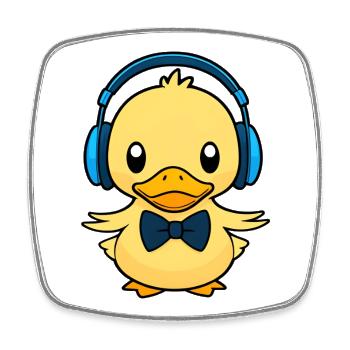Canard mignon avec des écouteurs - Magnet carré - blanc - Devant