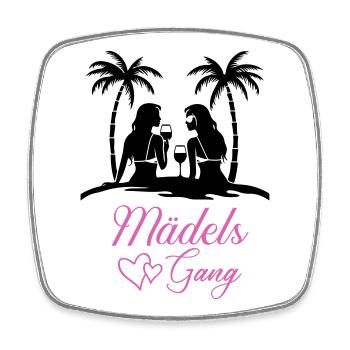 Lettrage de gang de filles avec des cœurs - Magnet carré - blanc - Devant