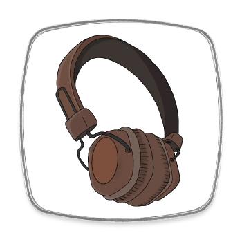 Retro Headphones Design for Music Lovers - Square fridge magnet - white - Front