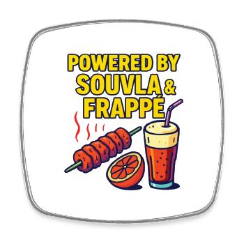 Die Kraft von Souvla und Graffiti Style Frappe - Viereckiger Kühlschrankmagnet - Weiß - Vorne