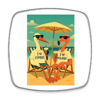 Vögel im Sommerklima - Viereckiger Kühlschrankmagnet - Weiß - Vorne