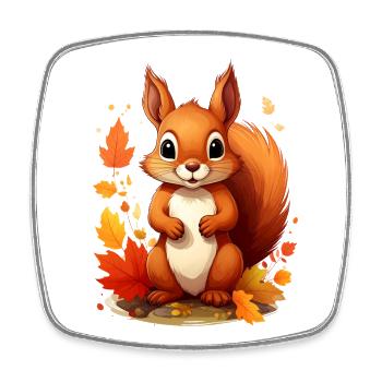 Cute squirrel in autumn - Square fridge magnet - white - Front