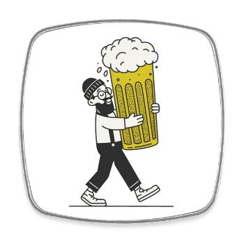 Beer Hipster - Square fridge magnet - white - Front