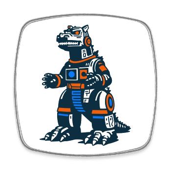 Futuristic Dinosaur Mecha - Square fridge magnet - white - Front