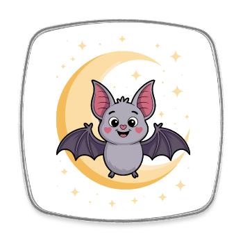 Nocturnal Bat Cat Design - Square fridge magnet - white - Front