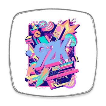 Neon 90s Retro Teaser Y2K - Square fridge magnet - white - Front