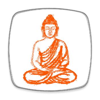 Buddha – Neon Glitch Spiritual Art - Viereckiger Kühlschrankmagnet - Weiß - Vorne
