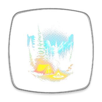 Starry Night Campfire Forest Scene - Square fridge magnet - white - Front