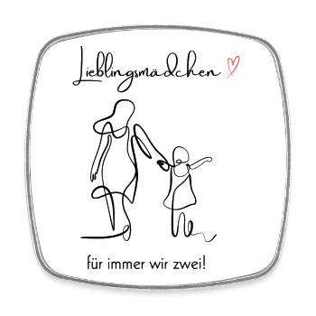 Favorite Girl – Mom & Daughter Illustration with - Square fridge magnet - white - Front