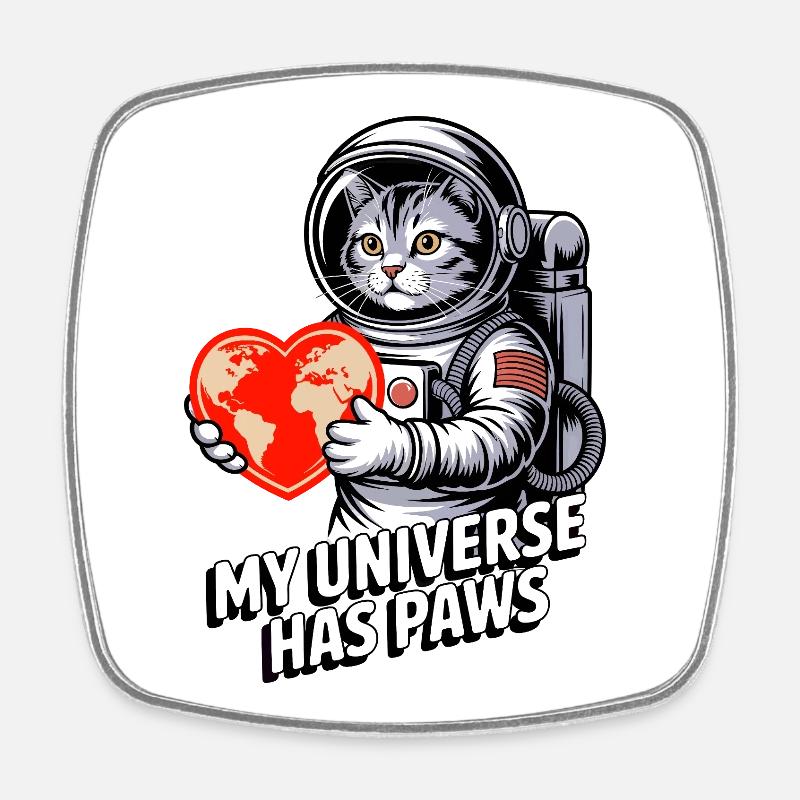 My Universe Has Paws Cat - Square fridge magnet - white
