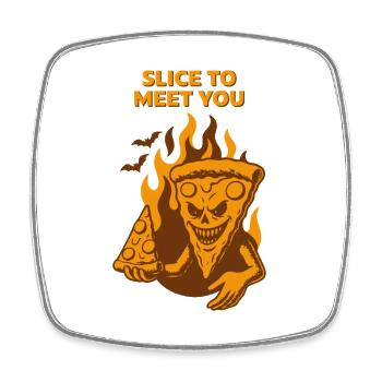 Devilish Pizza - Slice pour vous rencontrer - Magnet carré - blanc - Devant