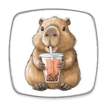 Süßes Anime Capybara Bubble Tea Boba Tea  - Viereckiger Kühlschrankmagnet - Weiß - Vorne