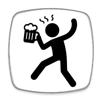 Boire de la bière symbole - Magnet carré - blanc - Devant