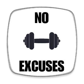 Conception de fitness | No Excuses – Conception motivante pour - Magnet carré - blanc - Devant