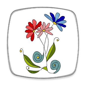 Fleur - Magnet carré - blanc - Devant
