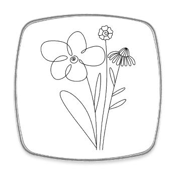 Minimalist Black Flowers Silhouette T-Shirt - Square fridge magnet - white - Front