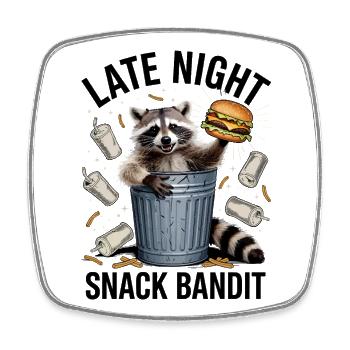 Raccoon Feast in a Trashcan - Square fridge magnet - white - Front
