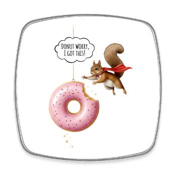 Niedliche Eichhörnchen mit Donut - Viereckiger Kühlschrankmagnet - Weiß - Vorne